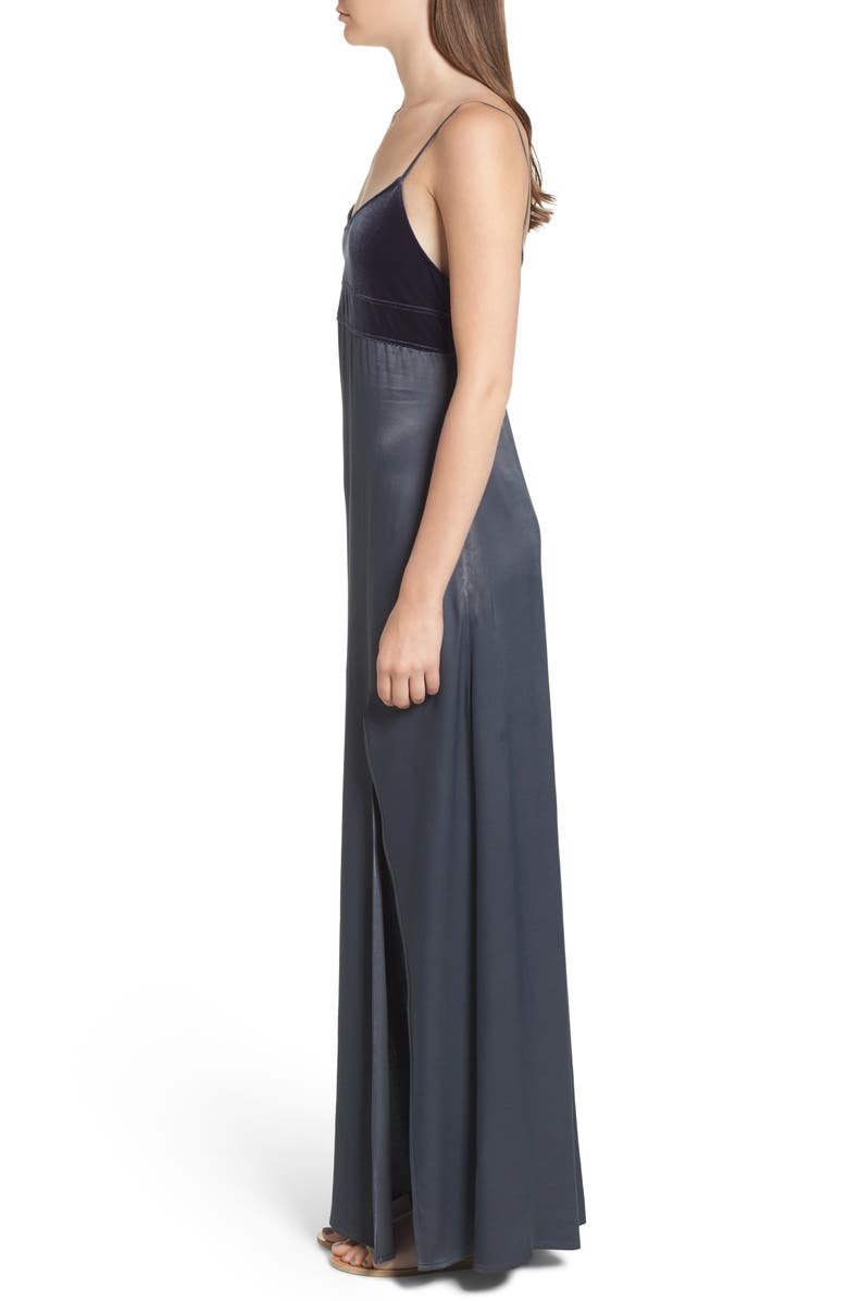 Leith Velvet & Satin Maxi Slipdress, Alternate, color, 