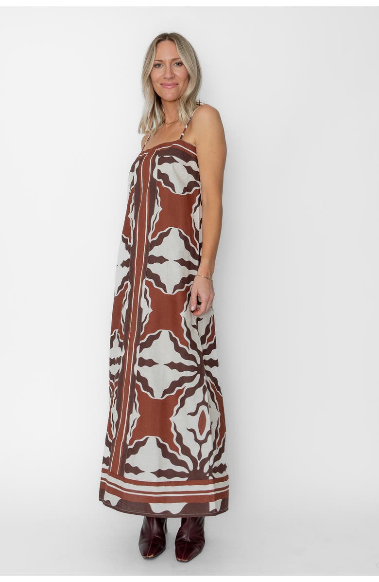 West Of Kiki Ankle Dress, Alternate, color, Capucine Border Print