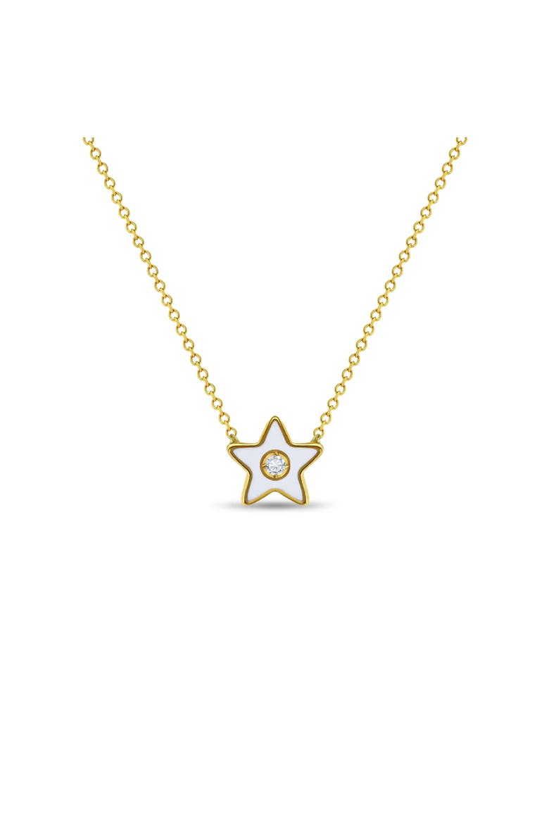14k CZ Enamel Star Necklace, Main, color, Gold