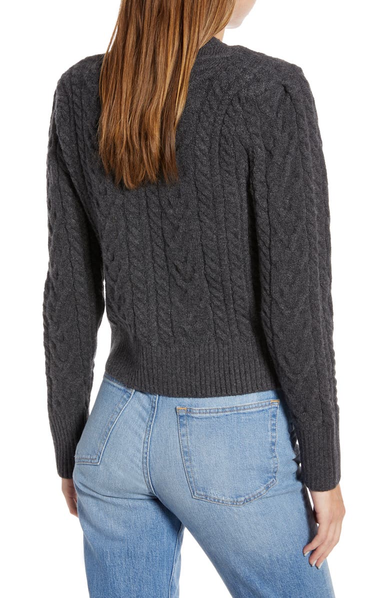 Something Navy Crewneck Cable Cardigan, Alternate, color,