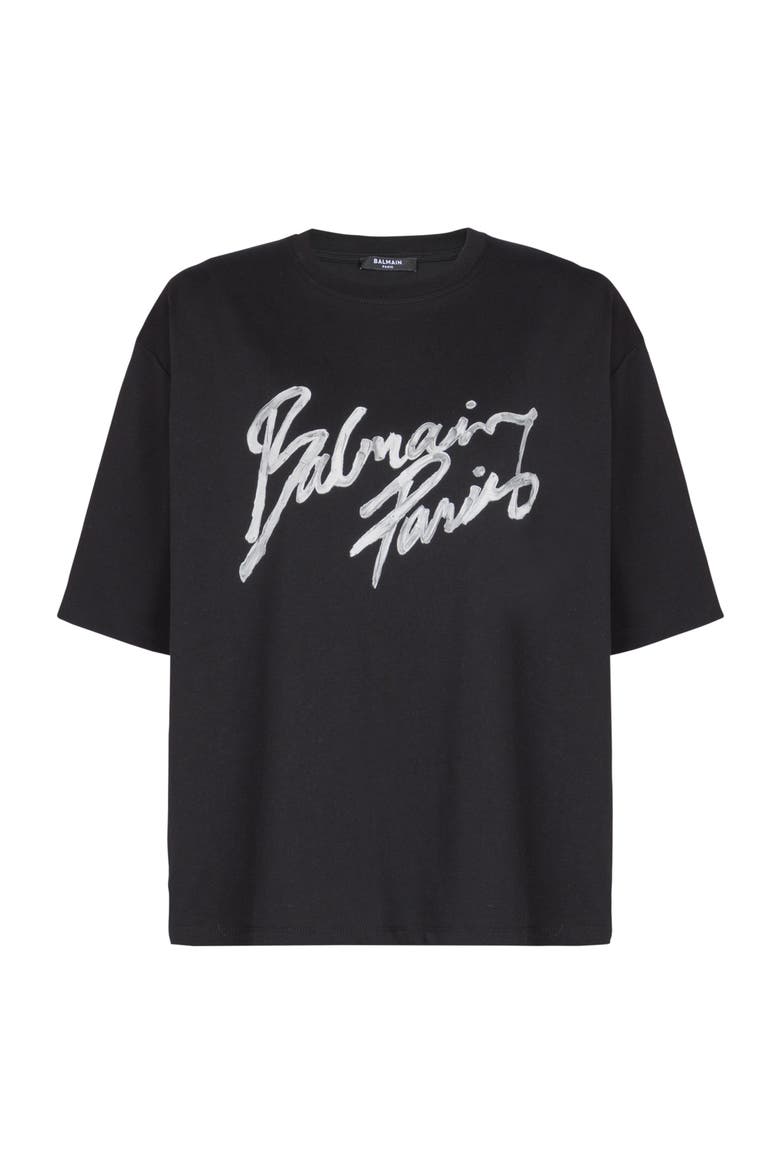 Boxy T-shirt with Balmain Paris Brush print, Alternate, color, black
