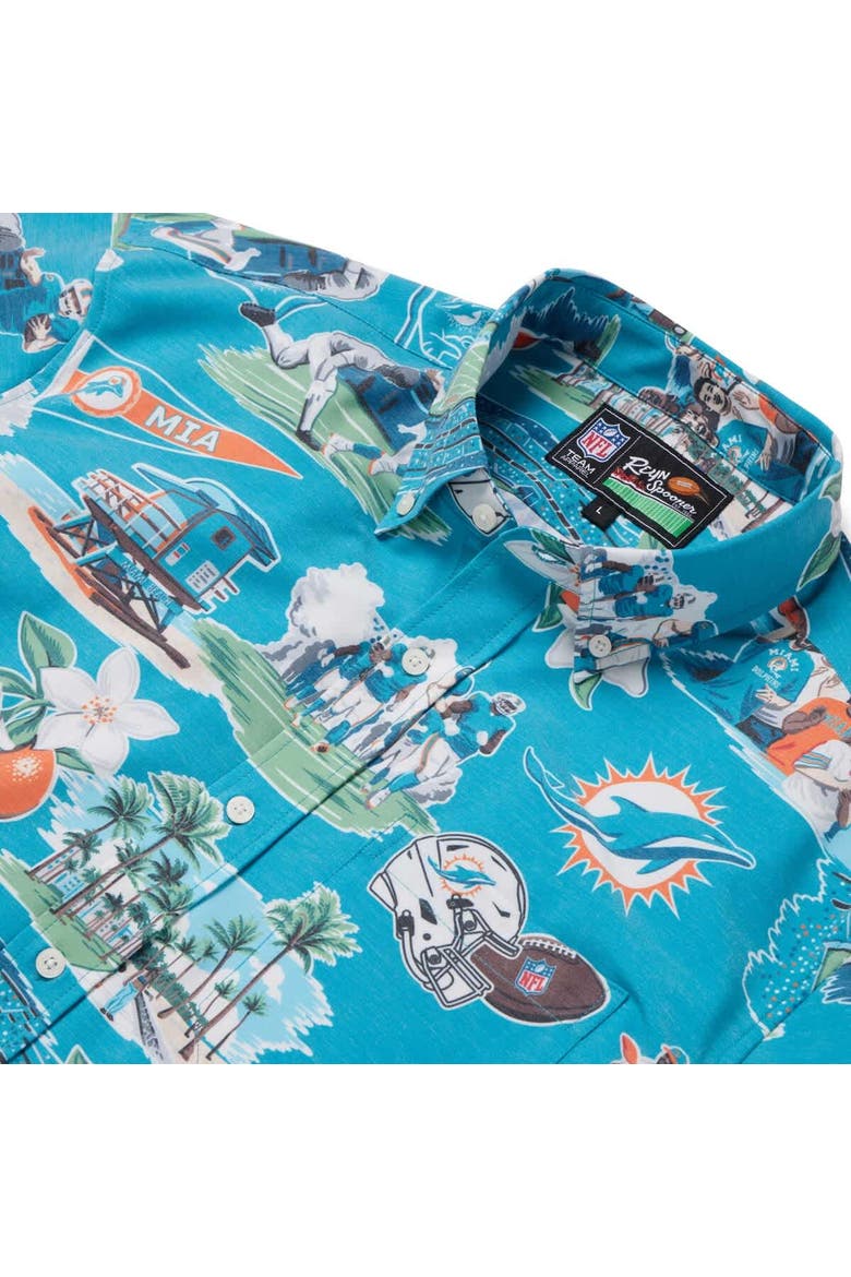 Men's Reyn Spooner Aqua Miami Dolphins Scenic Button-Down Shirt, Alternate, color, Aqua