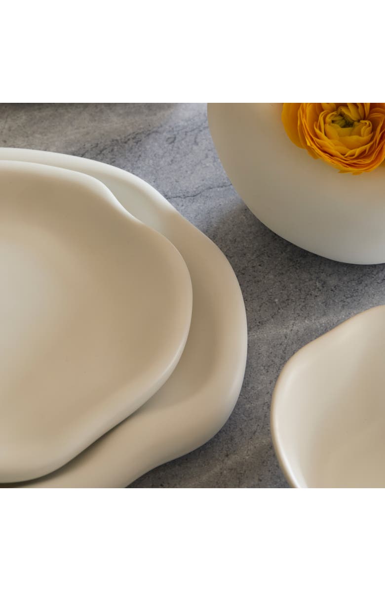 LEMIEUX ET CIE Amorphous Stoneware Dinner Plate Set, Alternate, color, White
