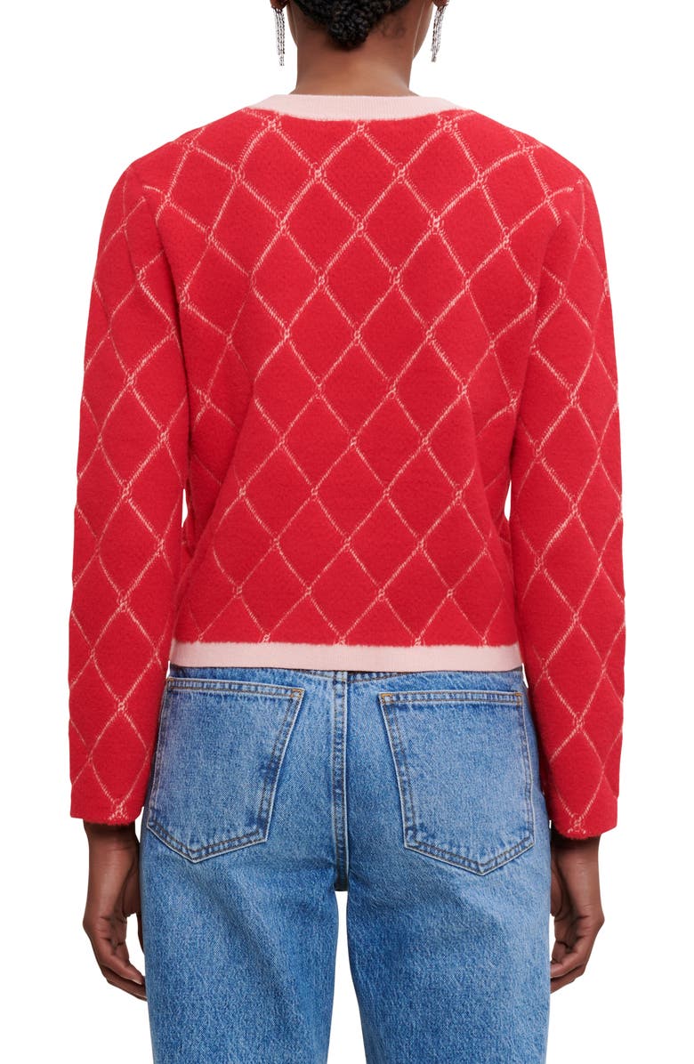 maje Marguerity Rhinestone Quilted Cardigan, Alternate, color,