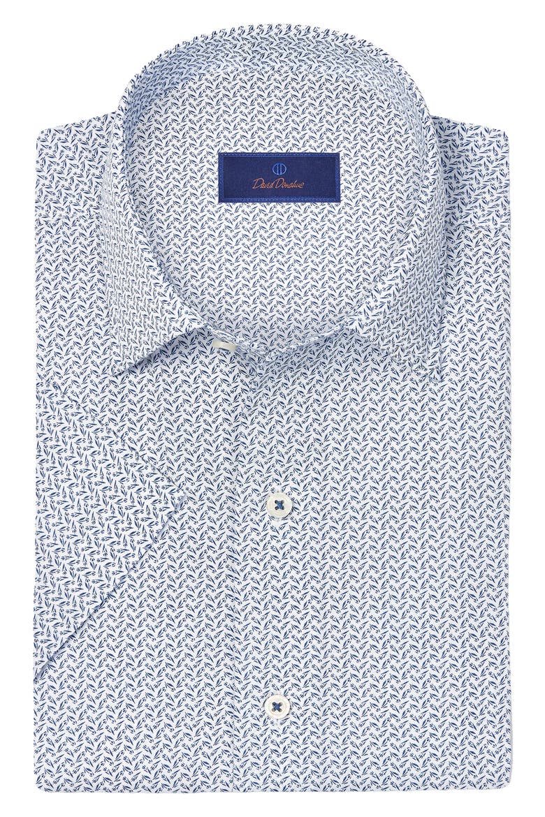Classic Fit Floral Print Short Sleeve Button-Up Shirt, Alternate, color, WHITE/ NAVY