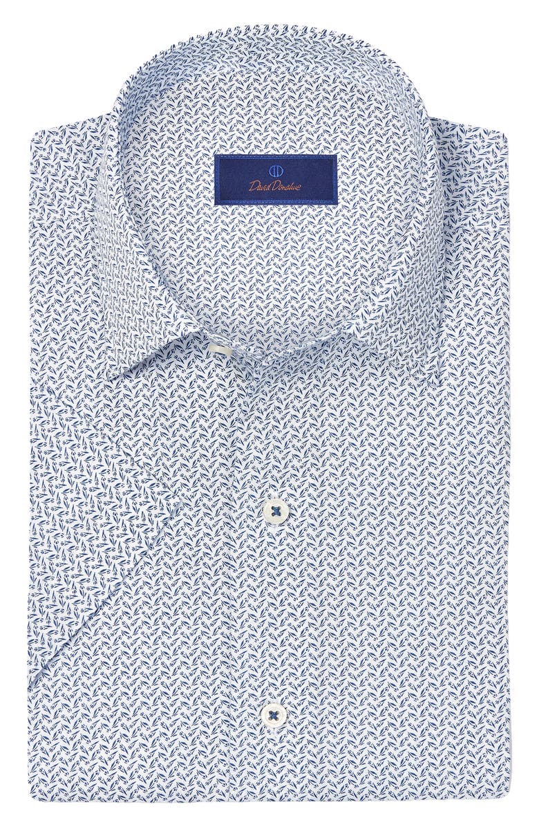 David Donahue Classic Fit Floral Print Short Sleeve Button-Up Shirt, Main, color,