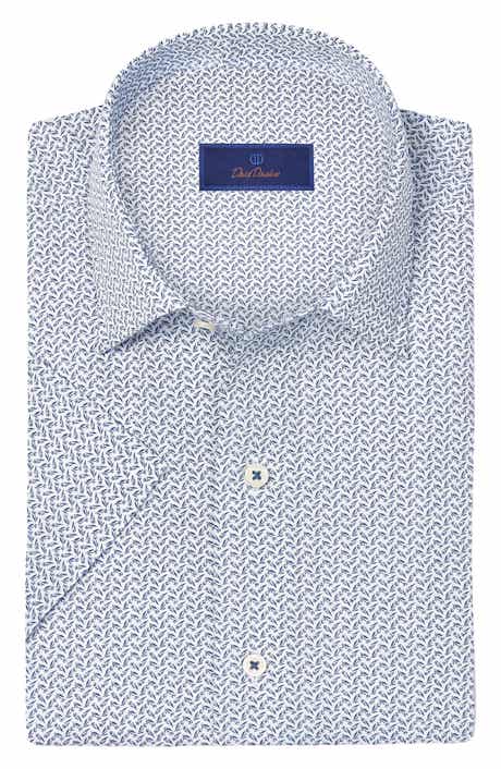 David Donahue Classic Fit Floral Print Short Sleeve Button-Up Shirt