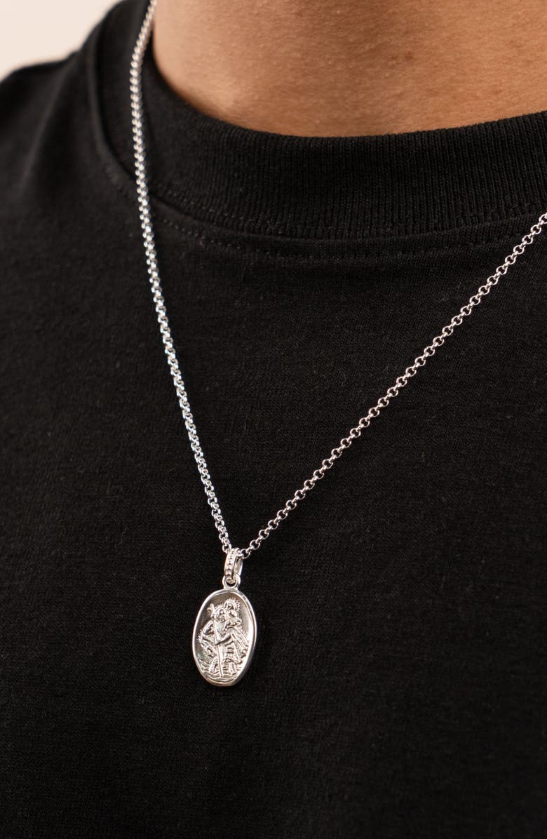 Dower & Hall Men's St. Christopher Talisman Necklace, Alternate, color, Sterling Silver