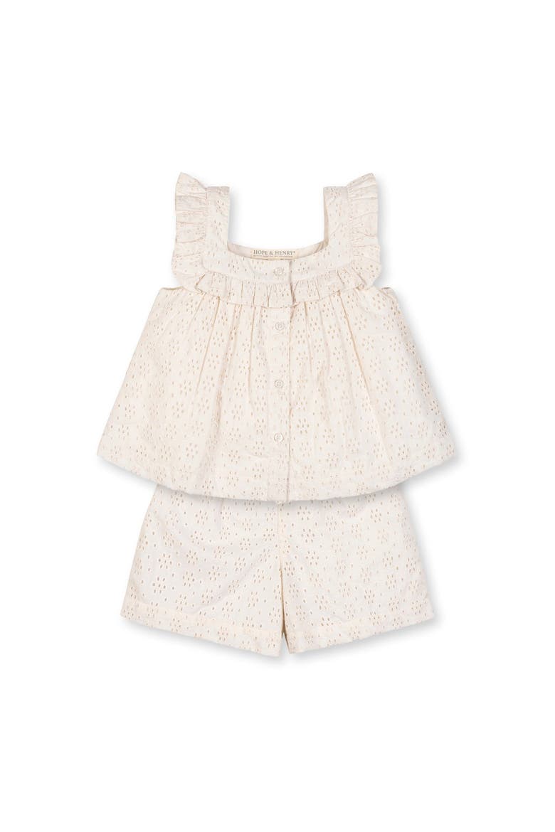 Kids' Organic Eyelet Tank and Short Set, Main, color, Natural Eyelet