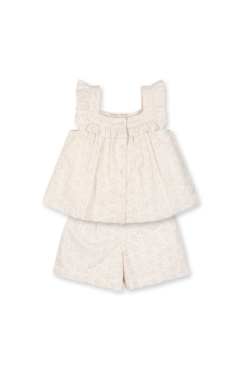 Hope & Henry Kids' Organic Eyelet Tank and Short Set, Main, color, Natural Eyelet