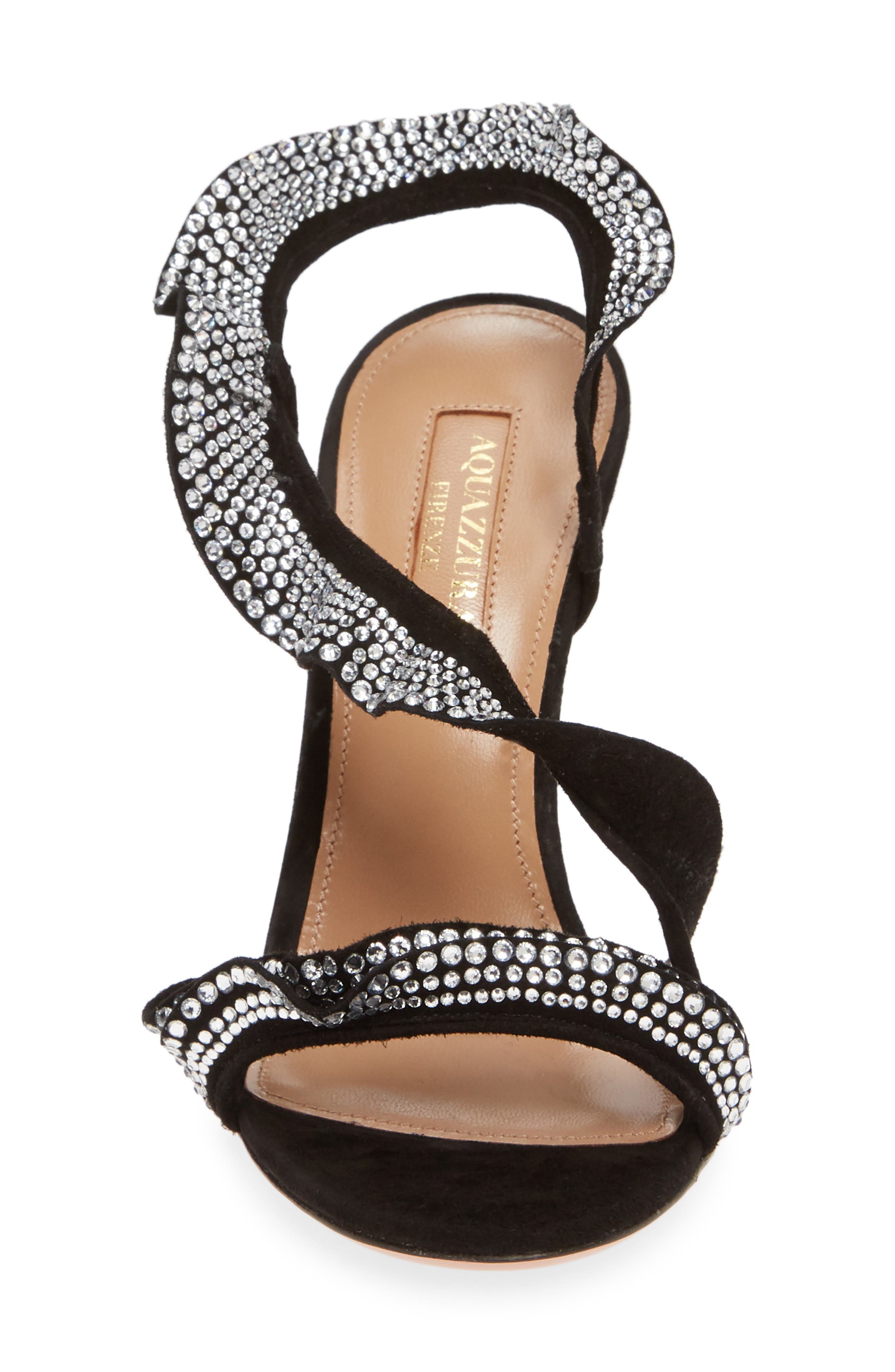 Aquazzura Crystal Ruffle Slingback Sandal, Alternate, color, 