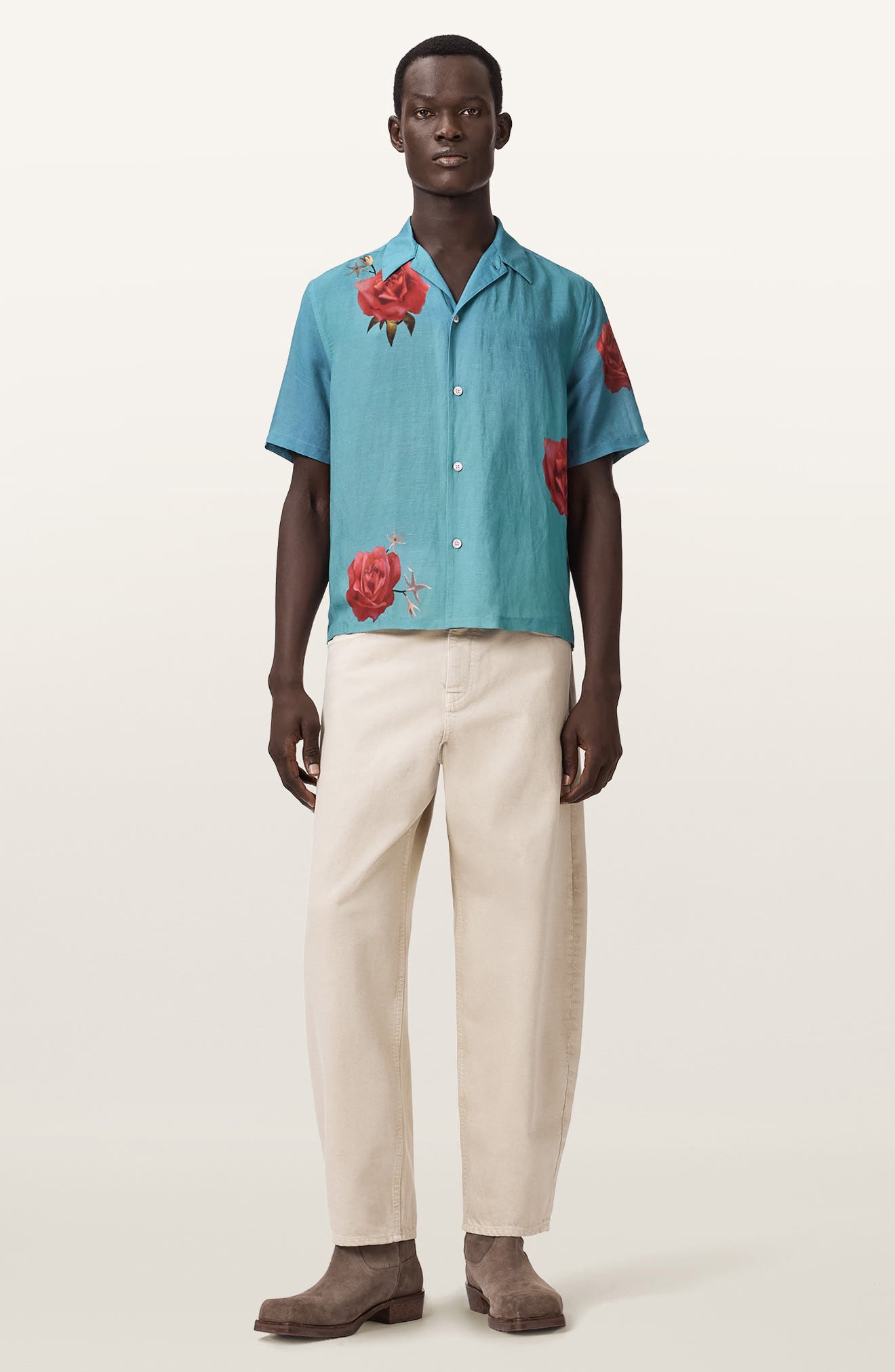 AllSaints Fazed Floral Button-Up Camp Shirt (Men) | Nordstrom