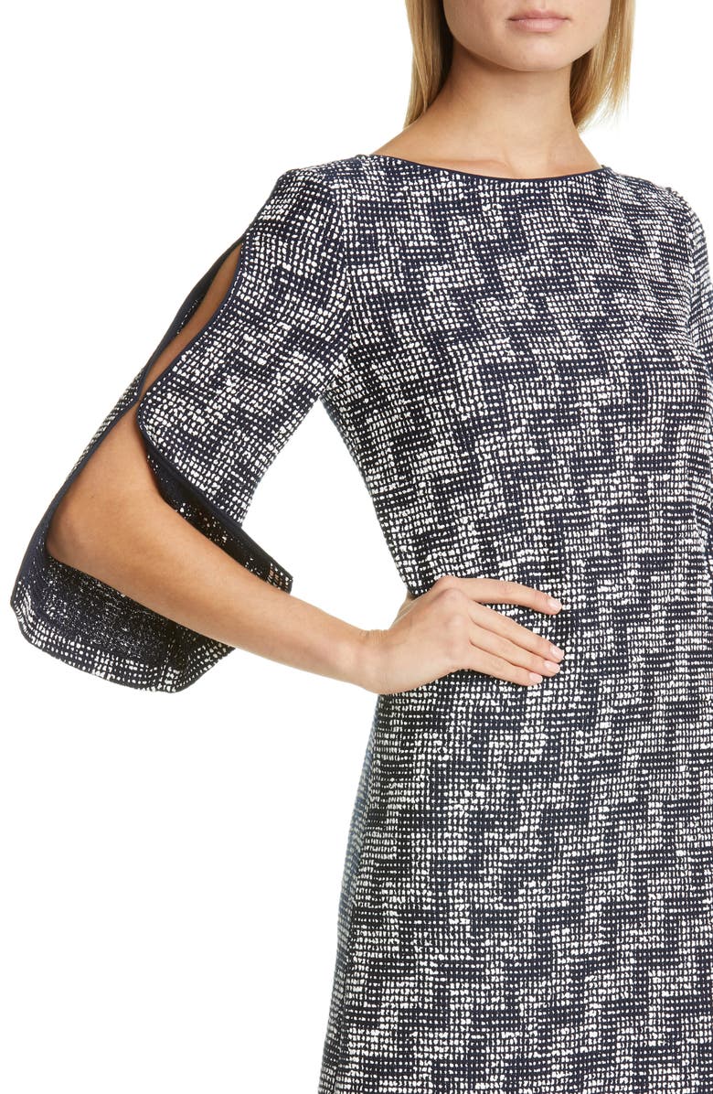 St. John Collection Stepped Wicker Inlay Knit Dress, Alternate, color, 