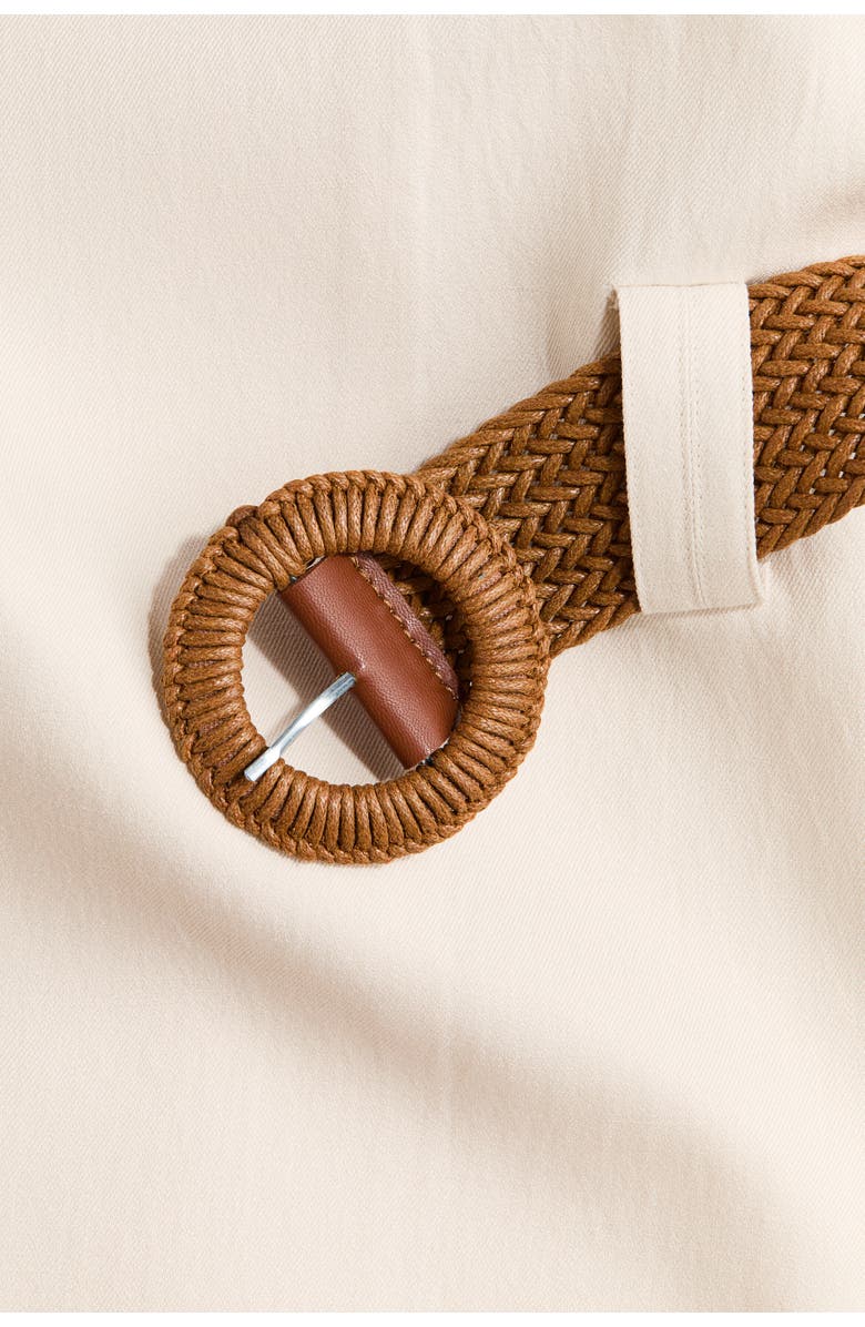 H&M Belted Lapelless Blazer, Alternate, color, Cream