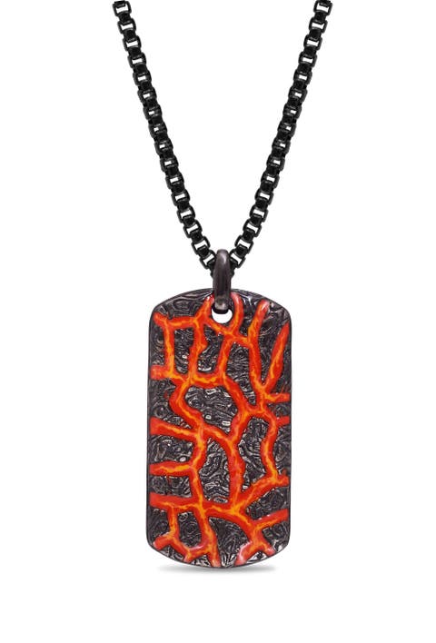 Rivers Of Fire Silver & Red Enamel Tag Necklace