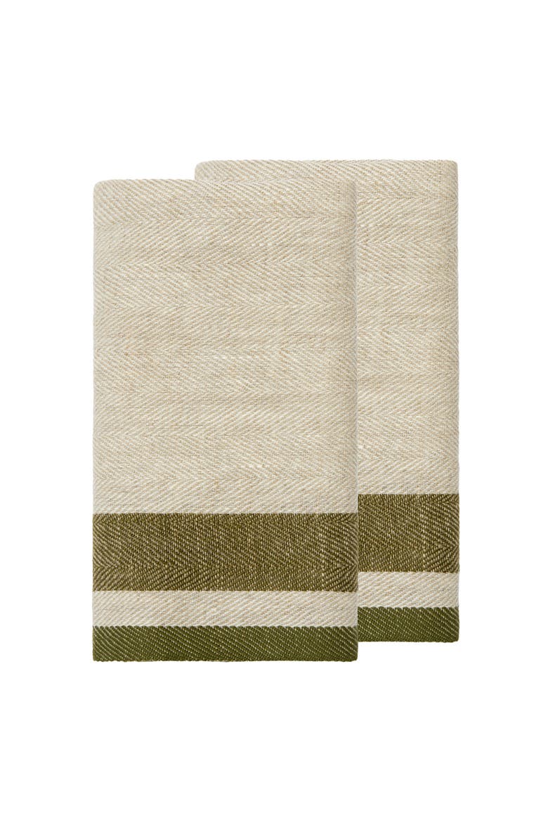 Gordes Tea Towel - Set of 2, Main, color, Olive, Natural 20" x 30"
