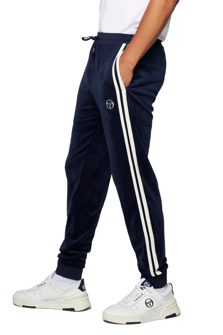 Damarindo Stretch Velour Track Pants, Alternate, color, MARITIME BLUE