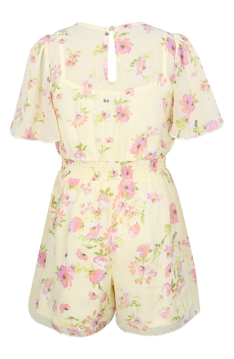 Zunie Kids' Flutter Sleeve Chiffon Romper, Alternate, color, Yellow