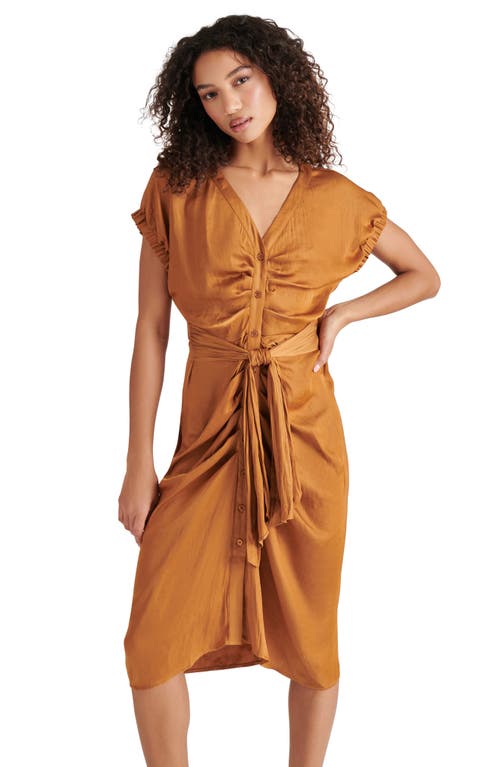 Steve Madden Bruno Tie Waist Midi Dress In Chipmunk