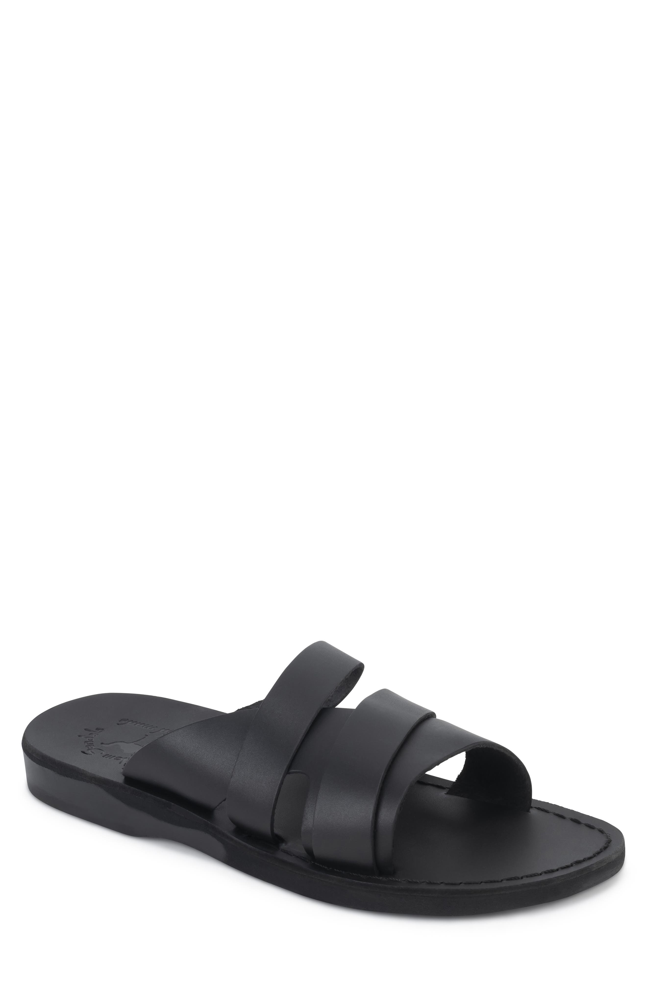 Jerusalem Sandals Lucas Slide Sandal, Main, color, Black