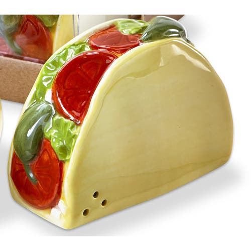 Tag Taco Ceramic Decorative Salt And Pepper Shaker Sets In Gold