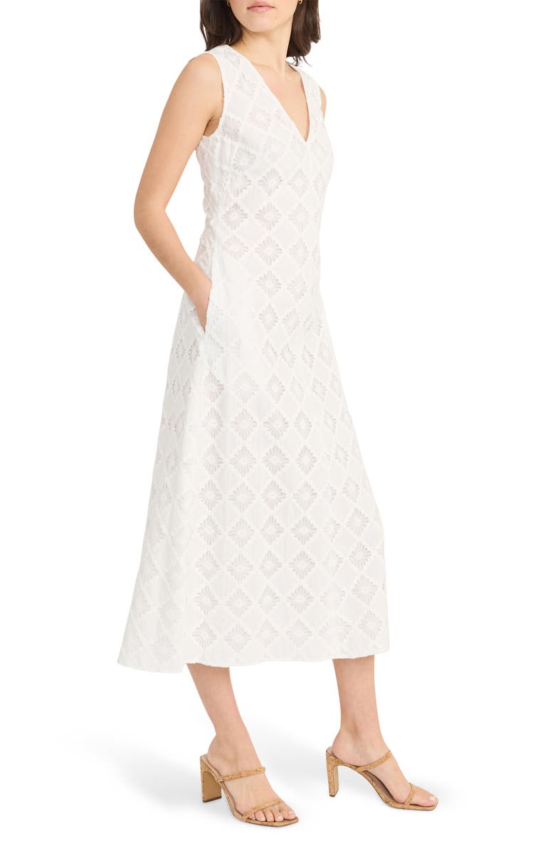 Luxely Agave Embroidered A-Line Dress, Alternate, color, Cloud Dancer