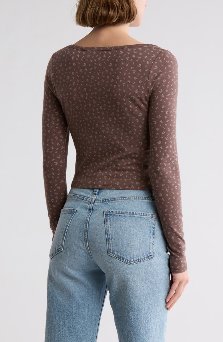 PacSun Floral Scoop Neck Long Sleeve Crop Top, Alternate, color, 