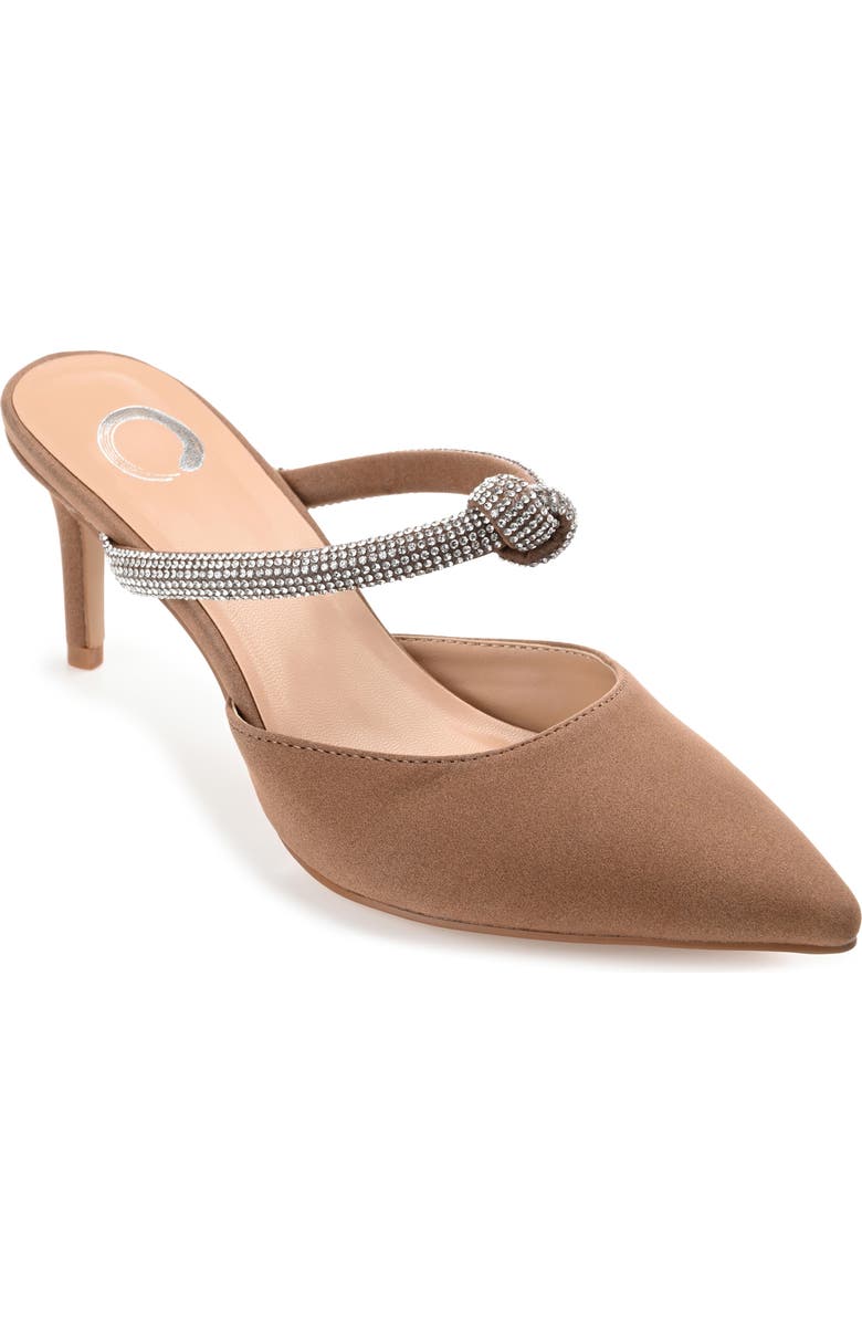 Journee Collection Lunna Crystal Embellished Pump - Wide Width, Main, color, Brown