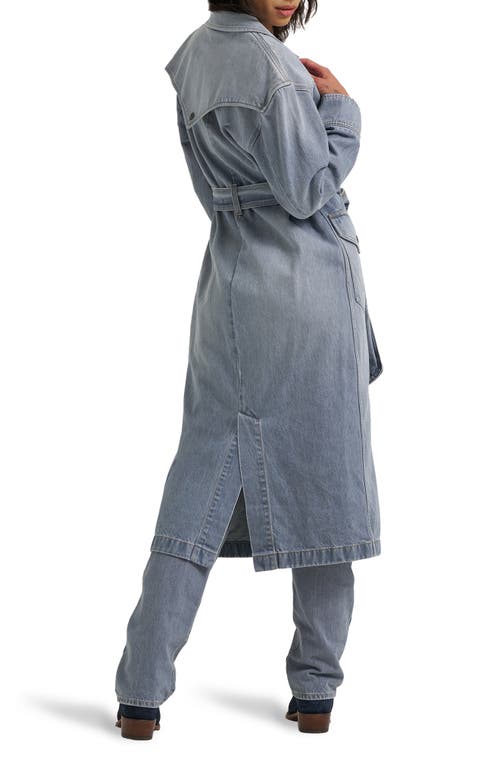 Wrangler Western Denim Trench Coat Jacket In Gray