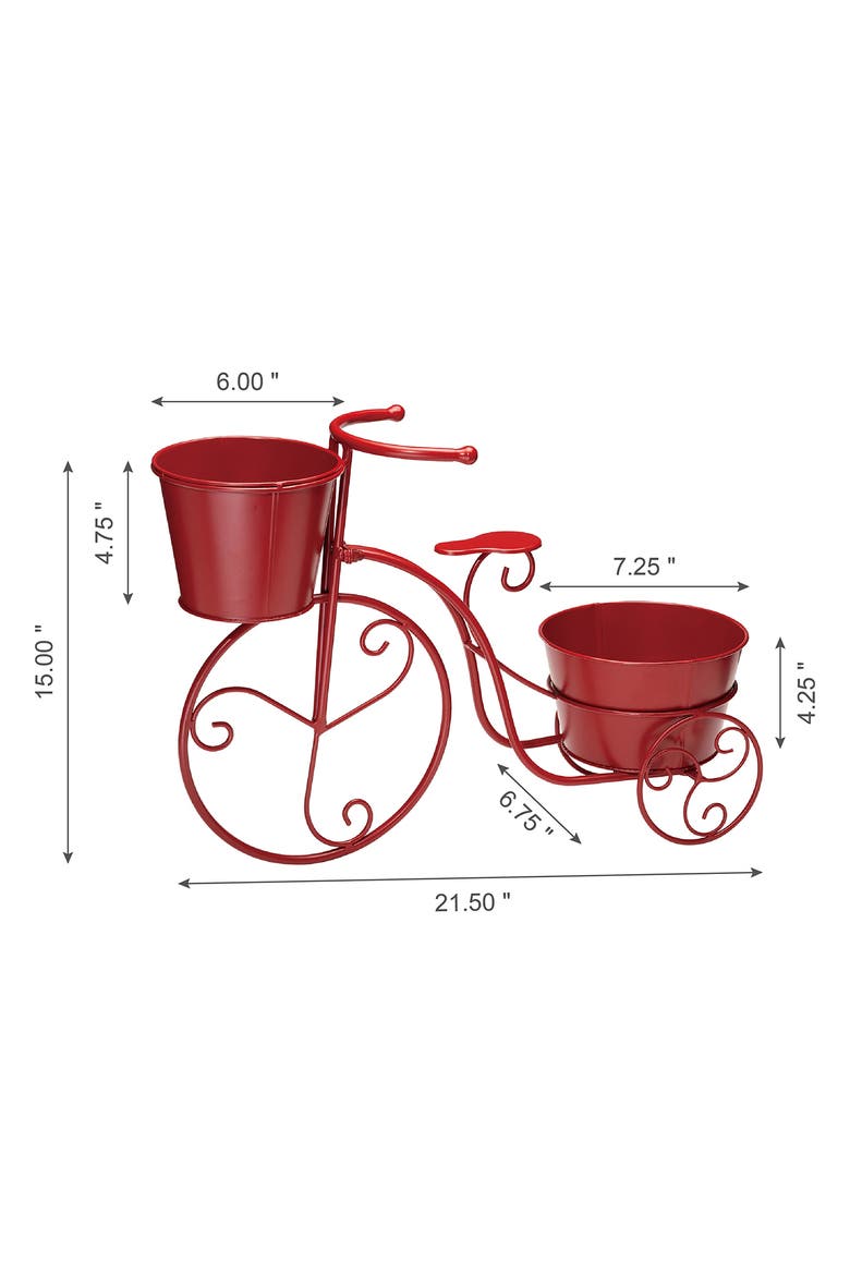 21.5"L Metal Bicycle Planter Stands Flower Pot Cart, Alternate, color, Red