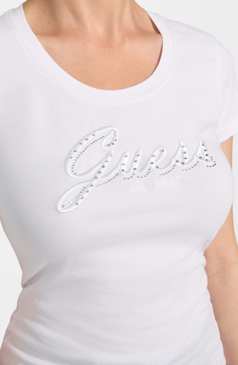 GUESS Logo Script T-Shirt, Alternate, color, Pure White