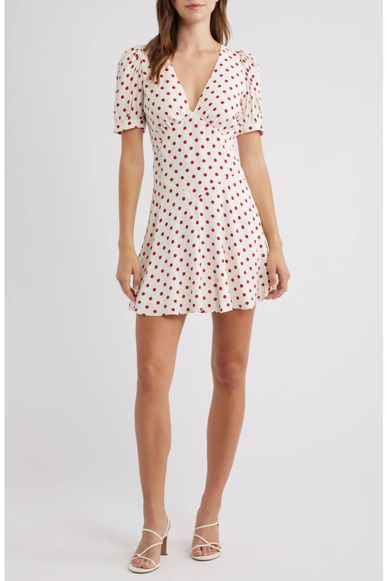 Naira Puff Sleeve Minidress, Main, color, KETCHUP DOT