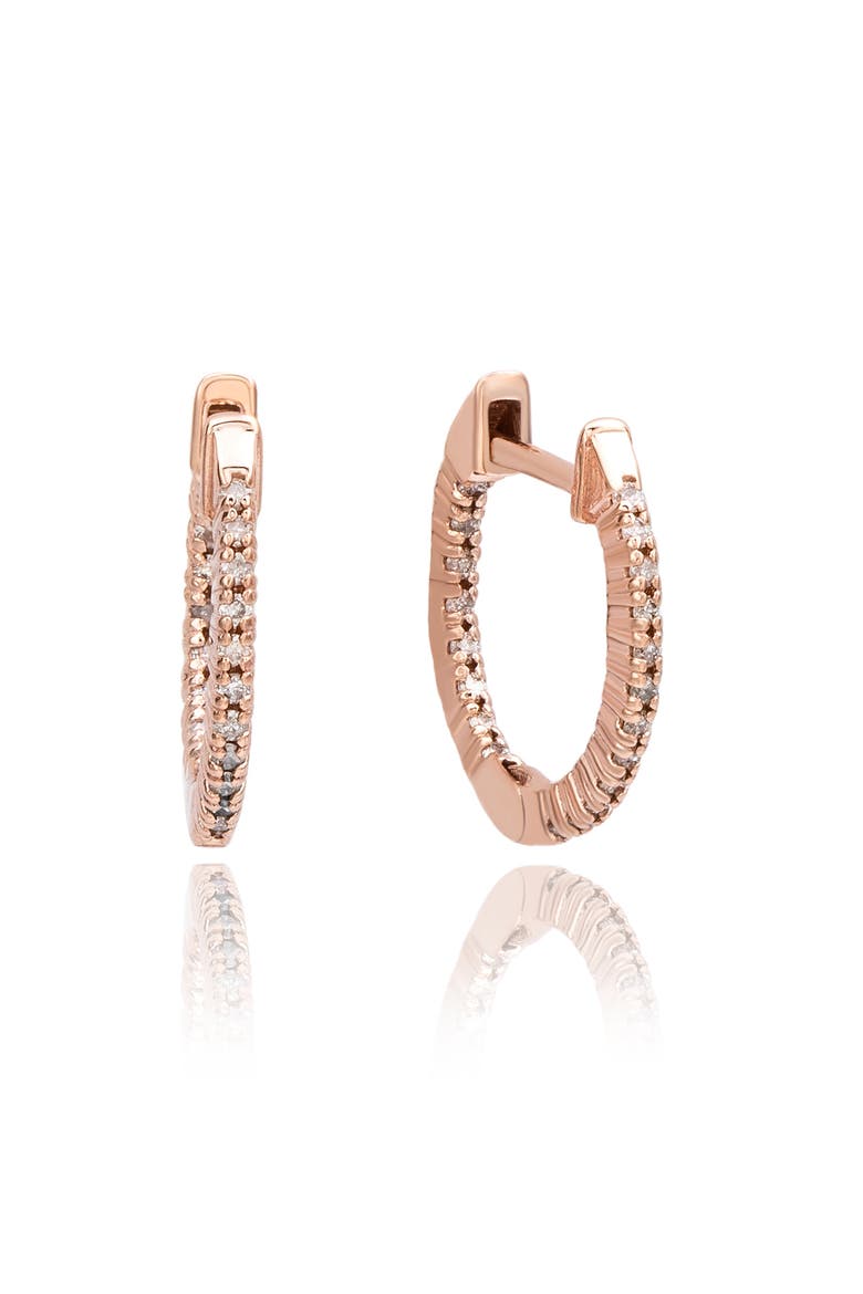 14K Gold 1/2cttw Inside-Out Diamond Huggie Earrings, Main, color, Rose Gold