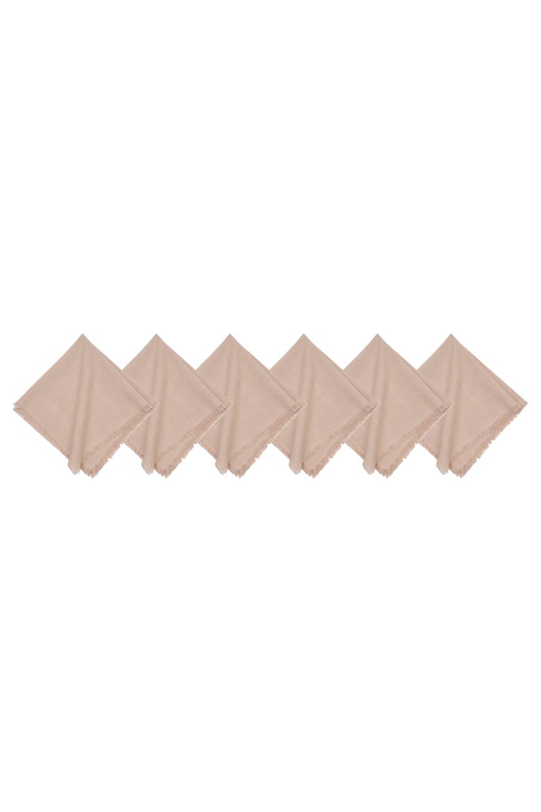 Frayed Sand Napkin Set of 6, Main, color, Beige