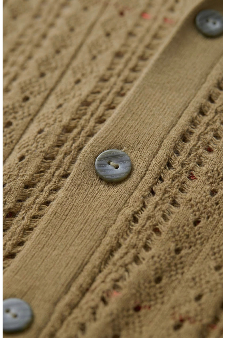 Open Knit V-Neck Cardigan, Alternate, color, Olive Green