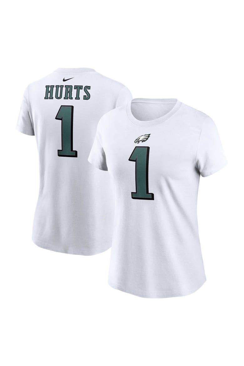 Women's Nike Jalen Hurts White Philadelphia Eagles Player Name & Number T-Shirt, Alternate, color, White