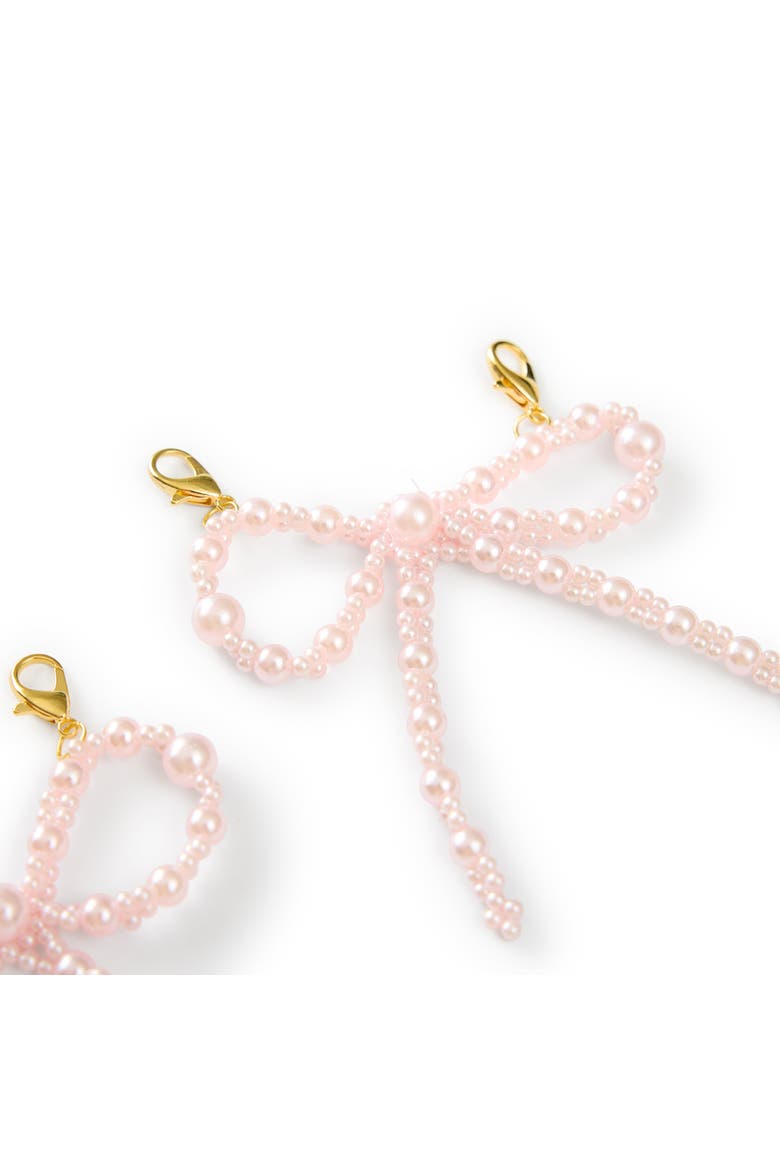 Pink Pearl Bow Shoe Charms - Multi-Sized Faux Pearl Bow Charms with Lobster Clips for Sneakers, 2.75x3.3 Inch, Alternate, color, Multicolor