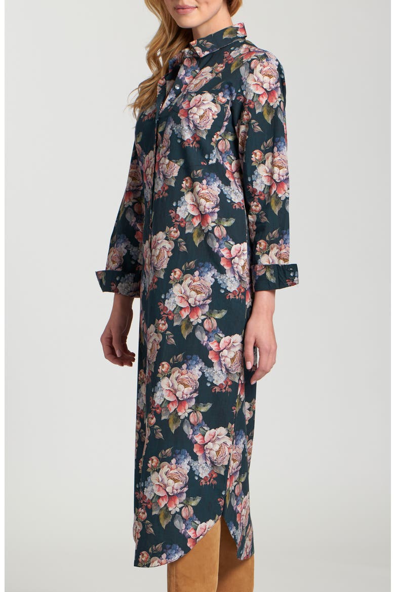 Floral Print Long Sleeve Shirtdress, Alternate, color, NAVY MULTI