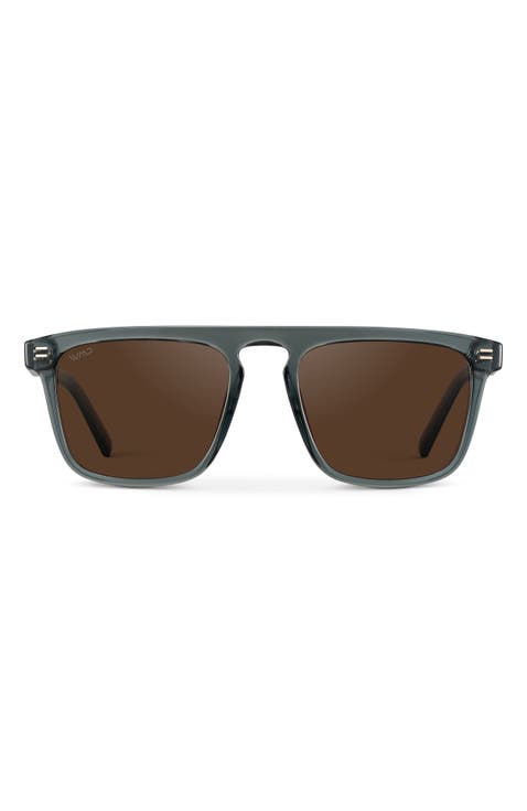 Sawyer - 53mm Squared Aviator Polarized Sunglasses