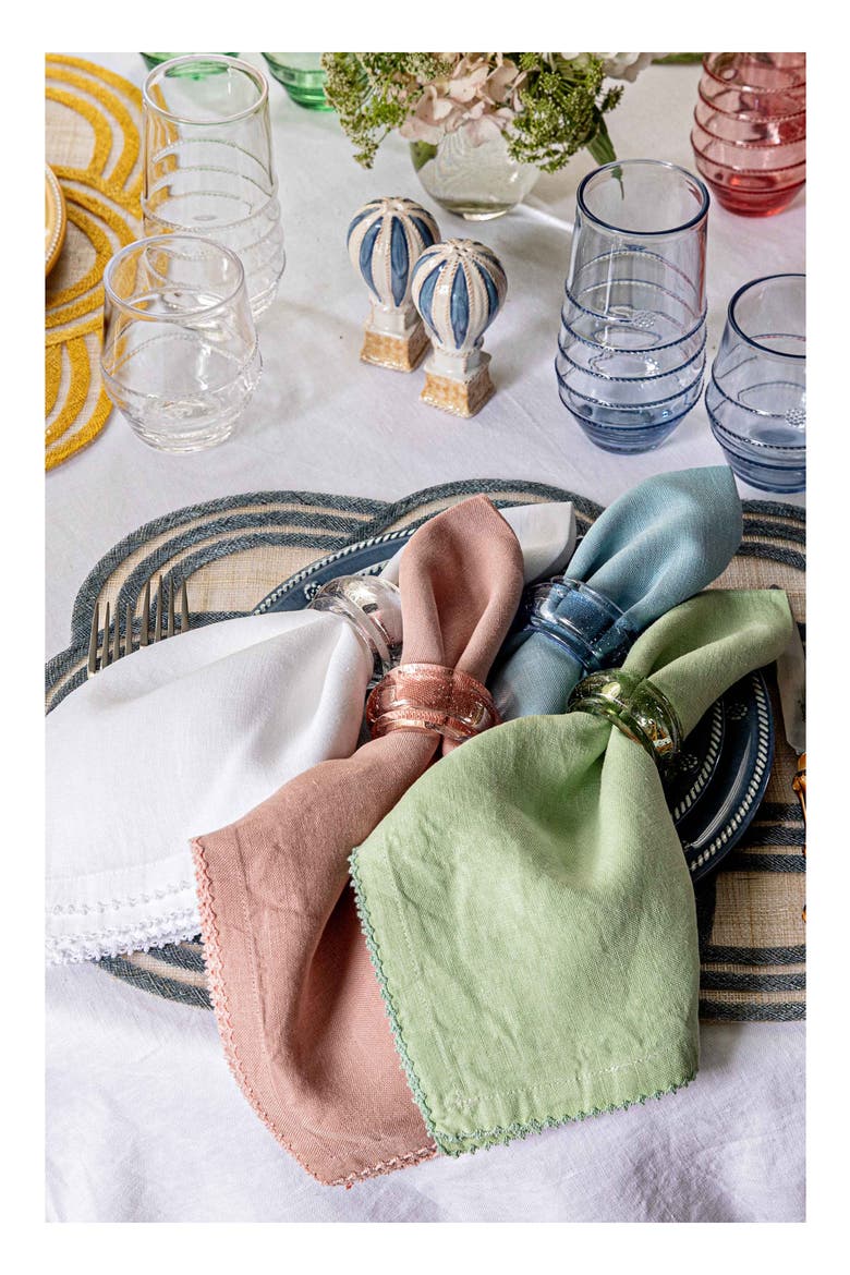 Set of 4 Berry Scallop Linen Napkins, Alternate, color, PINK