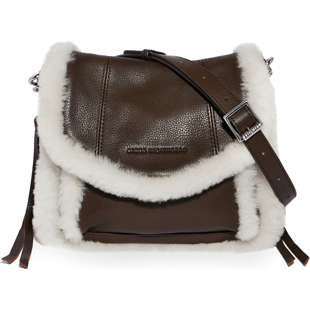 Aimee Kestenberg Mini All For Love Cow Print Genuine Calf Hair & Leather Crossbody Saddle Bag In Shearling