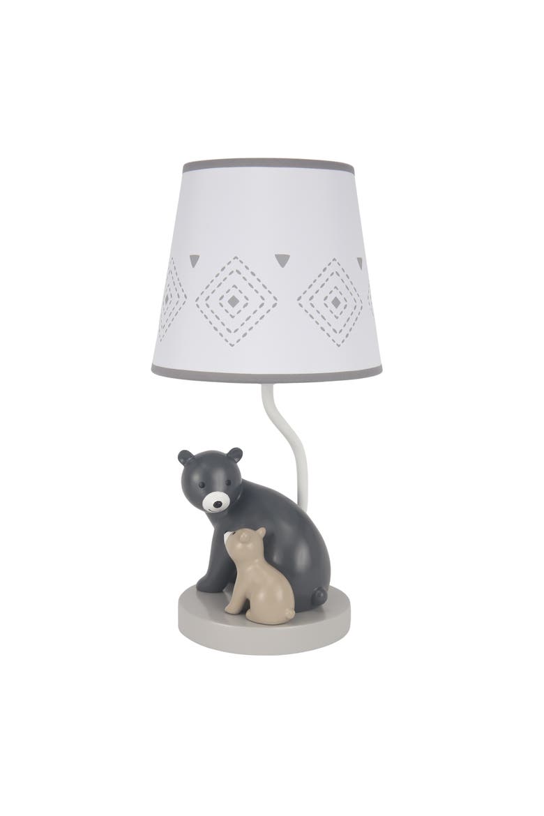 Woodland Forest Bears Nursery Lamp with Shade & Bulb, Alternate, color, Grey Multi