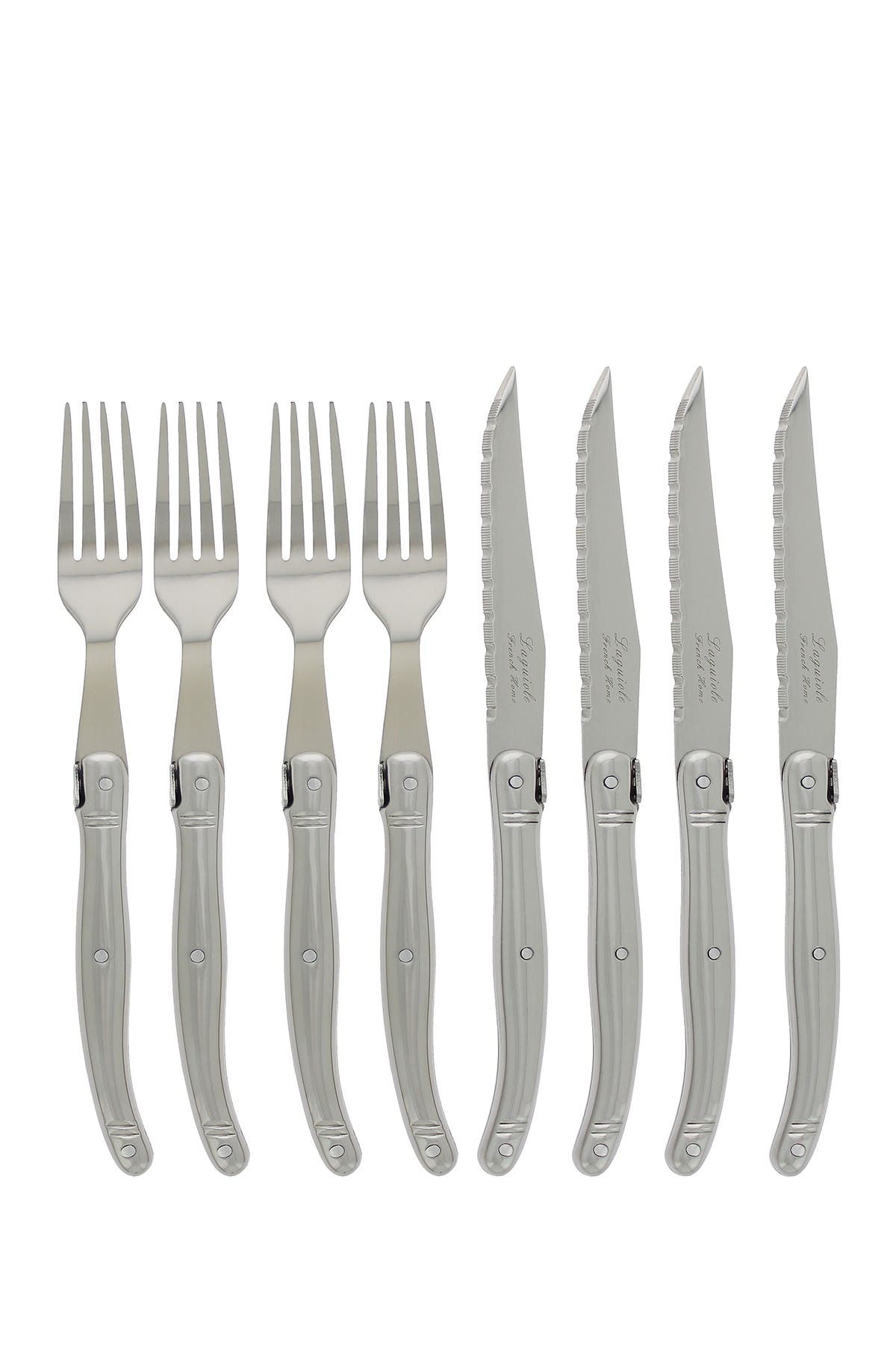 FRENCH HOME Laguiole 8-Piece Stainless Steel Knife & Fork Set - Silver