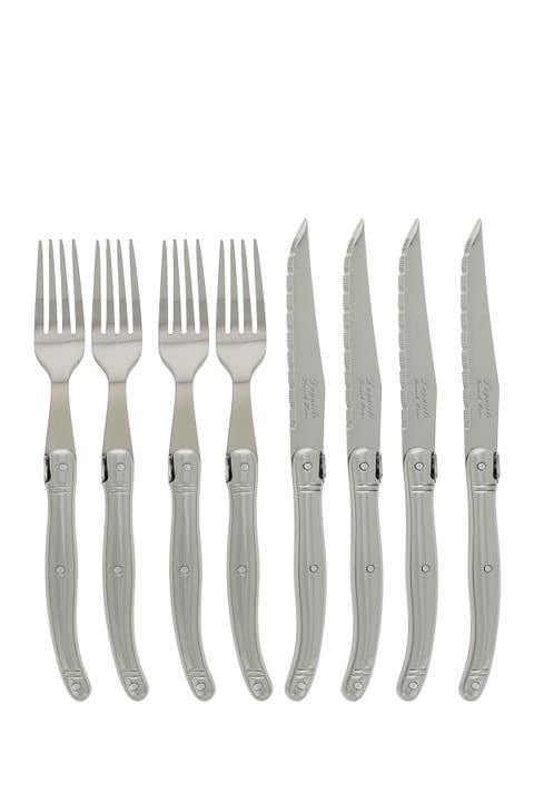 Laguiole 8-Piece Stainless Steel Knife & Fork Set - Silver