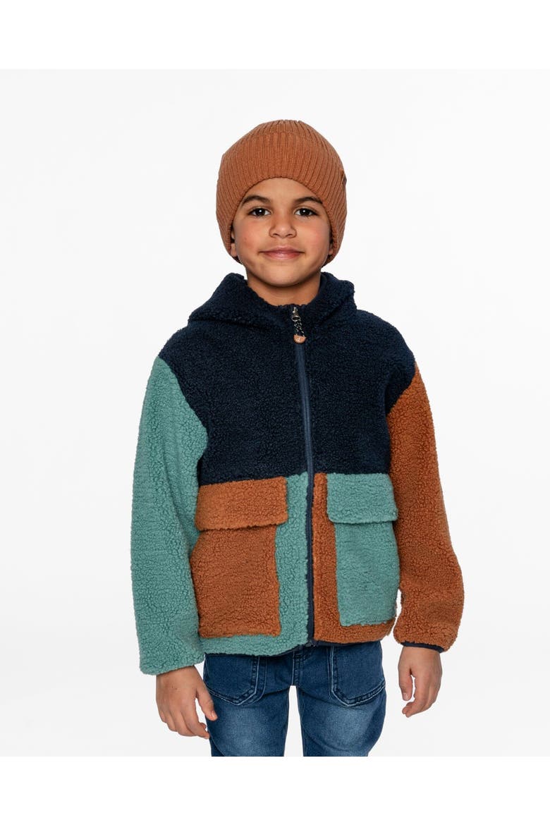 Boy Long Sleeve Fleece Jacket, Alternate, color, Navy Colorblock