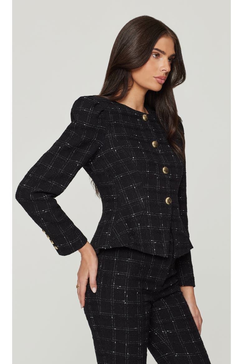 Cynthia Windowpane Tweed Jacket, Alternate, color, Checkered, Plaid, Black