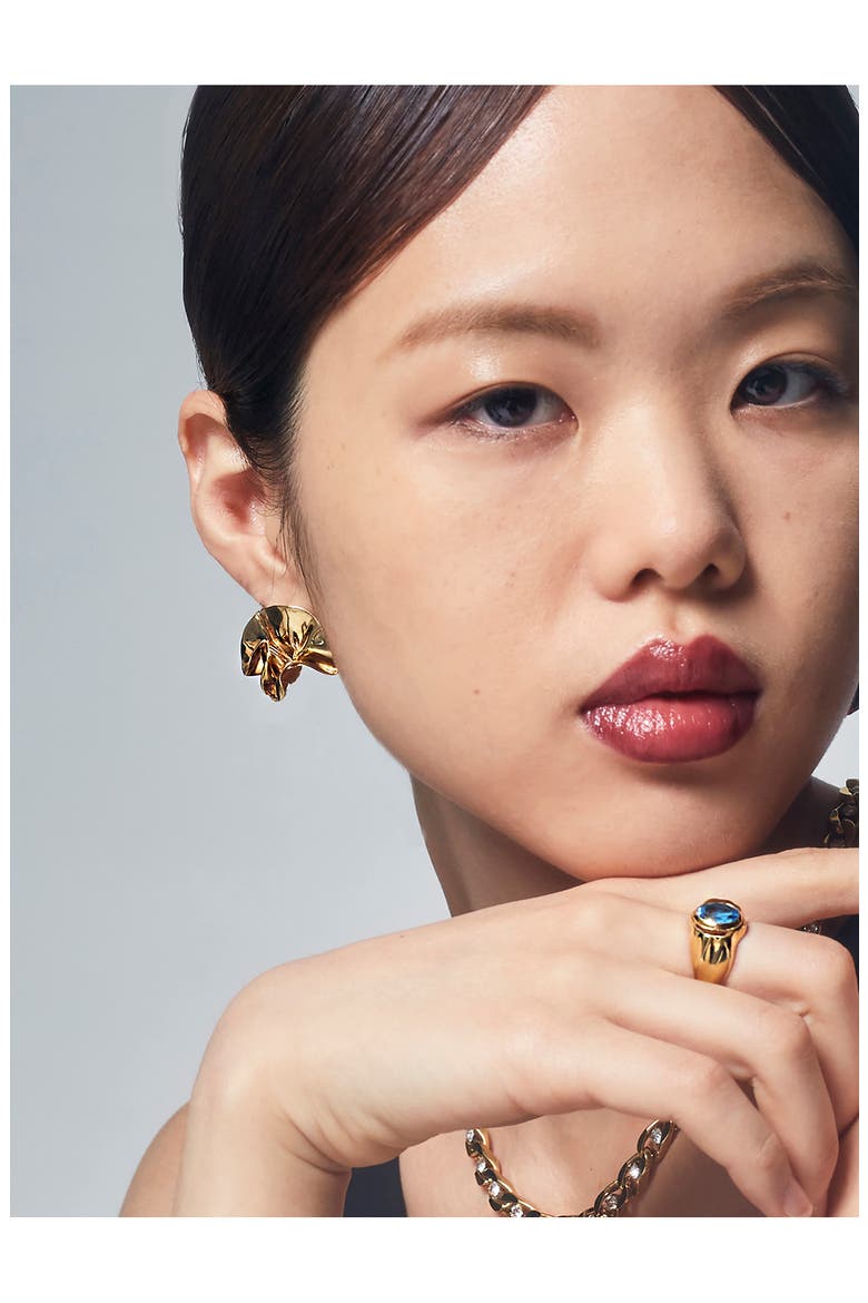 Delphinium Mini Stud Earrings, Alternate, color, GOLD