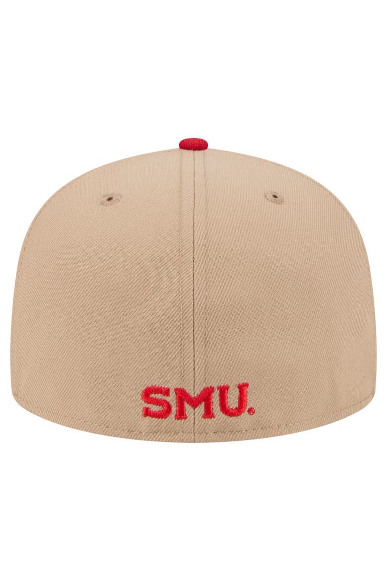 Men's New Era  Khaki SMU Mustangs Two-Tone 59FIFTY Fitted Hat, Alternate, color, Khaki