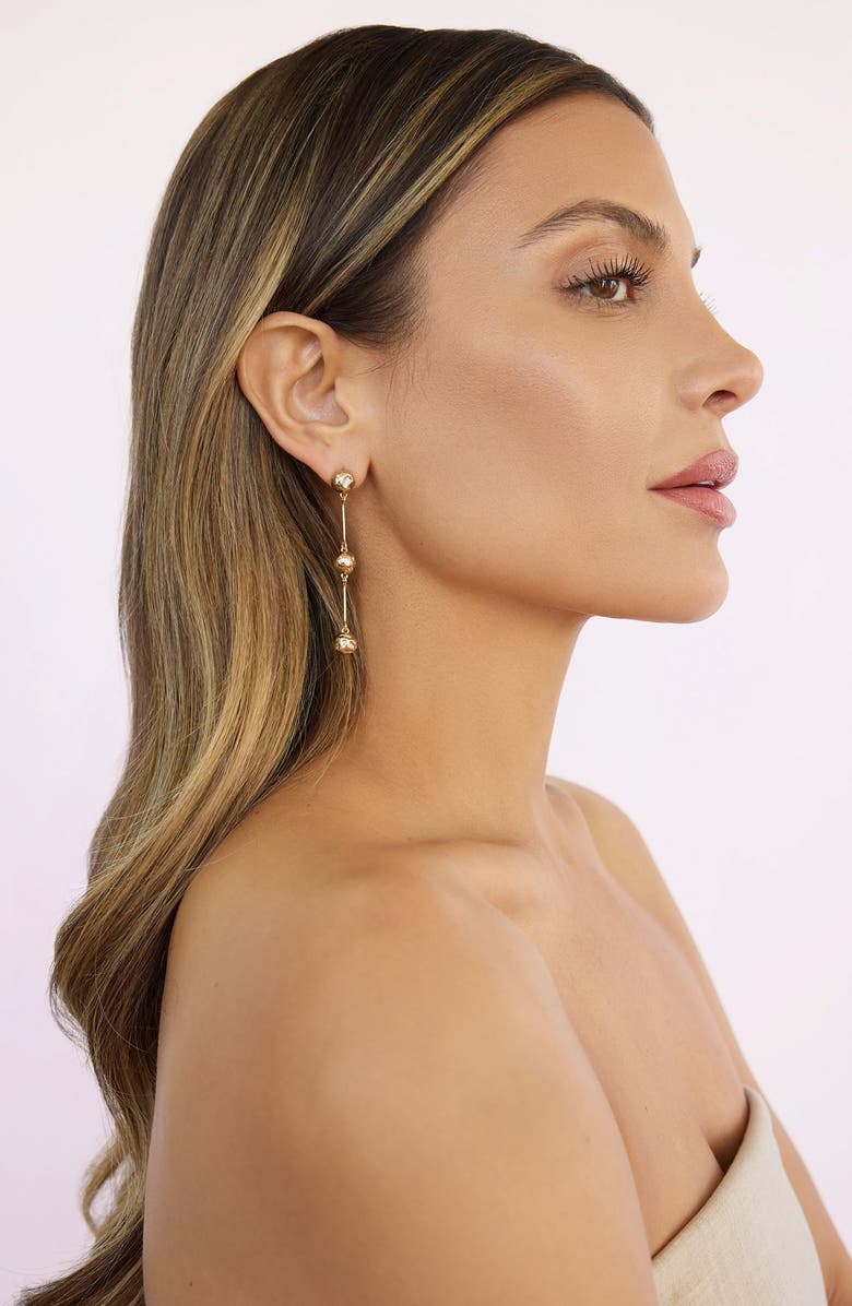 Ettika Molten Spheres Linear Drop Earrings, Alternate, color, Gold