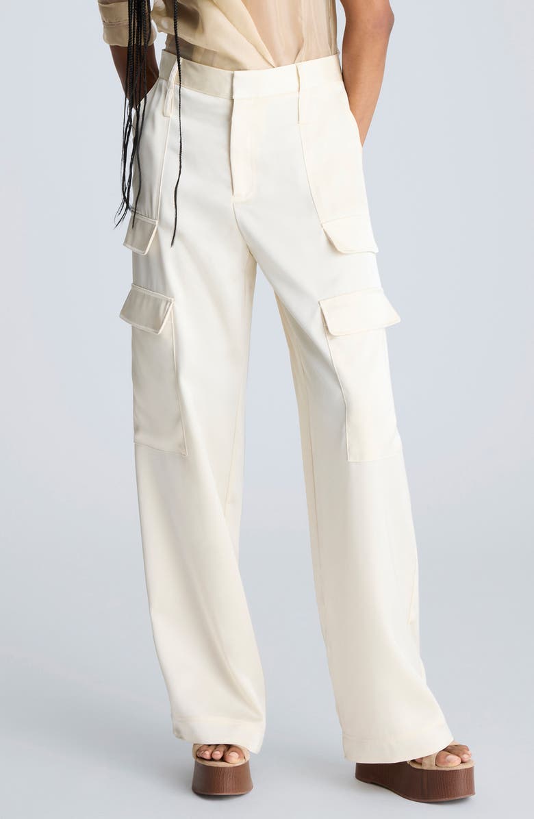 Kenneth Cole High Waist Double Face Satin Cargo Pants, Main, color,